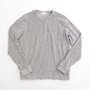 REISS Mens Terry Cloth Toweling Sweatshirt Gray Crew Neck Long Sleeve Medium